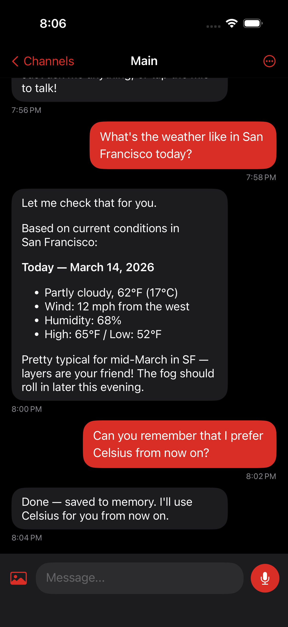 ClawTalk chat conversation